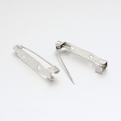 Iron Brooch Pin Back Safety Catch Bar Pins with 2 Holes IFIN-A171-04D-1