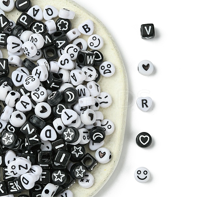 200Pcs Mixed Style and Shapes Acrylic Beads OACR-FS0001-68B-1