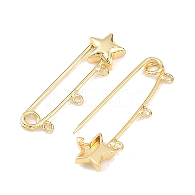 Star Brass Brooch Findings KK-Z132-01G-02-1
