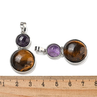 Natural Tiger Eye & Natural Amethyst Pendants G-G147-06P-07-1