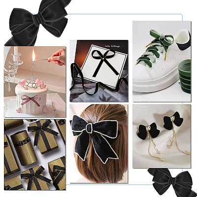 4 Rolls 4 Styles Single Face Velvet Gold Edged Ribbon for Bowknot Making OCOR-PH0002-93-1