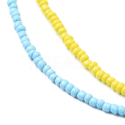 2Pcs 2 Colors Glass Seed Beaded Necklaces Set NJEW-FZ00029-1