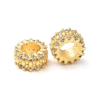 Brass Micro Pave Clear Cubic Zirconia European Beads CU-H003-01G-1