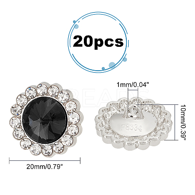 1-Hole Zinc Alloy Rhinestone Shank Buttons DIY-GA0003-59B-1