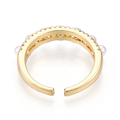 Brass Micro Pave Clear Cubic Zirconia Cuff Rings for Women KK-T074-11G-1