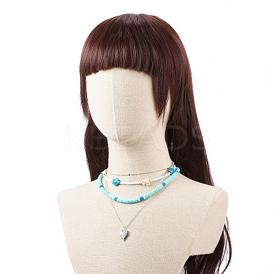 4Pcs 4 Style Alloy Heart Pendant Necklaces Set NJEW-JN04034-1