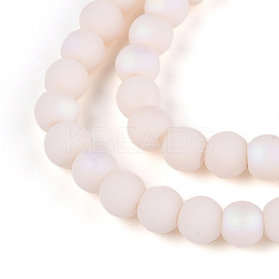 Frosted Opaque Glass Beads Strands GLAA-T032-P4mm-MBB09-1