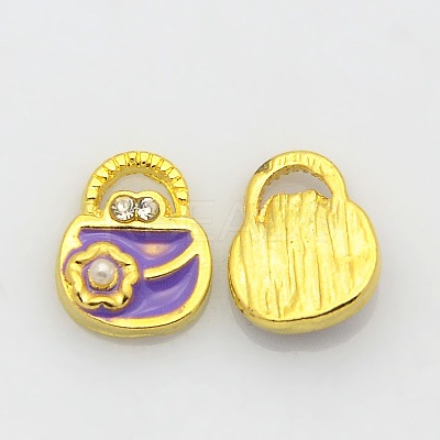 Golden Tone Alloy Rhinestone Enamel Cabochons ENAM-J472-01G-1