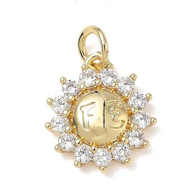 Brass Micro Pave Clear Cubic Zirconia Charms KK-L253-22G-02-1