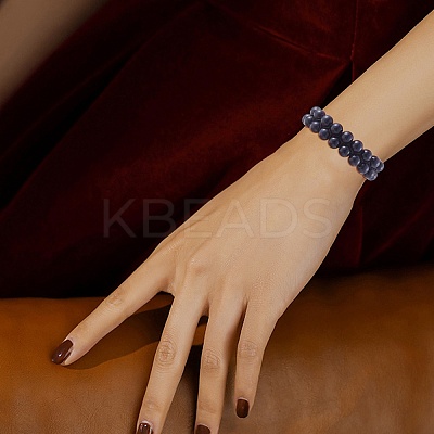 Synthetic Blue Goldstone Braided Bead Bracelet BJEW-SW00001-12-1