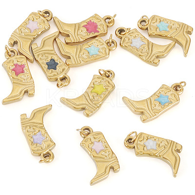 12Pcs 304 Stainless Steel Enamel Pendants STAS-TA0005-75A-1