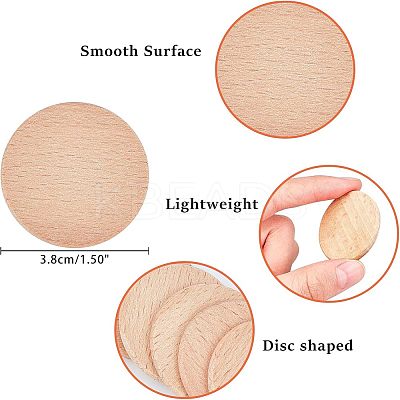 Beech Wooden Round Pieces WOOD-WH0101-32B-1