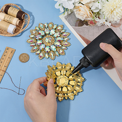 2Pcs Alloy with Rhinestone Handicraft Beading Appliques AJEW-FG0004-29A-1