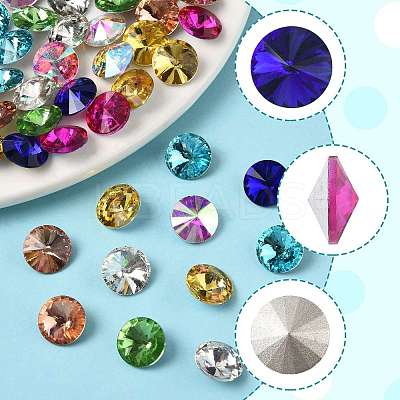 80Pcs 8 Colors Glass Pointed Back Rhinestone RGLA-FS0001-20-1