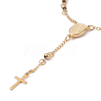 Rosary Bead Bracelets with Cross BJEW-E282-02G-1
