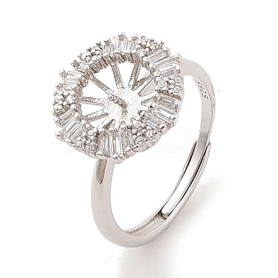 925 Sterling Silver Micro Pave Cubic Zirconia Design Ring Mounts Fittings with Pearl Seat STER-B003-12P-1