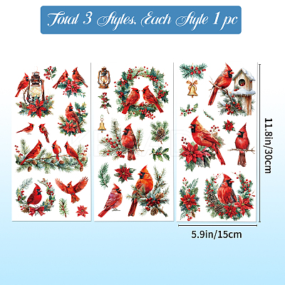 3 Sheets 3 Styles PVC Waterproof Decorative Stickers DIY-WH0404-216-1