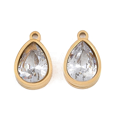 Plated 304 Stainless Steel & Glass Pendants GL-CBA5A59-01G-01-1