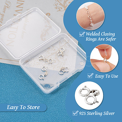 Anti-Tarnish 4Pcs 2 Style 925 Sterling Silver Spring Ring Clasps Sets STER-TA0001-05-1