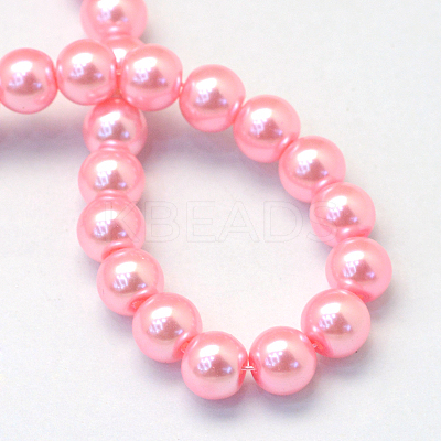 Baking Paint Pearlized Glass Pearl Round Bead Strands X-HY-Q003-4mm-53-1