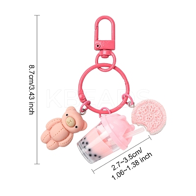 Milk Tea Cup Resin Pendant Decoration HJEW-YW00053-01-1
