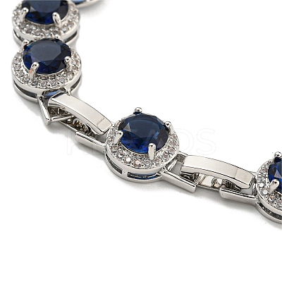 Rack Plating Brass Pave Cubic Zirconia Flat Round Links Bracelets for Women BJEW-H604-02P-02-1