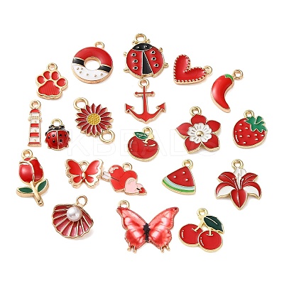 Red Alloy Enamel Pendants AL-CBADB2B-18G-1