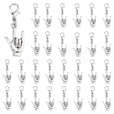 60Pcs Rock Gesture Alloy Pendant Decorations HJEW-DC00111-1