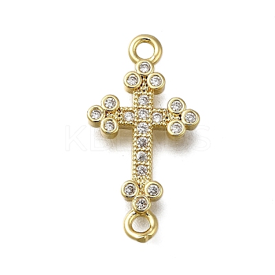 Brass Clear Cubic Zirconia Cross Connector Charms LS-ZIRC-I070-037G-1