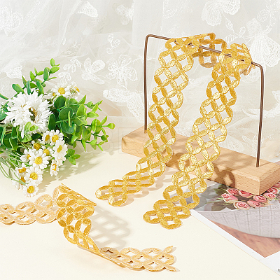 Iron on/Sew on Embroidery Coin Polyester Hollow Lace Ribbons OCOR-WH0085-50-1