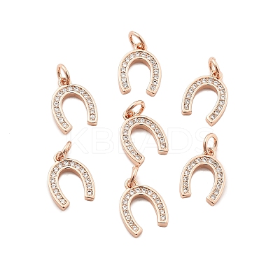 CZ Brass Micro Pave Cubic Zirconia Horse Shoe Charms ZIRC-L018-13RG-1