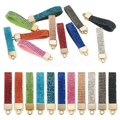 11Pcs 11 Colors Alloy Rhinestone Keychain Findings FIND-BT0001-38B-1
