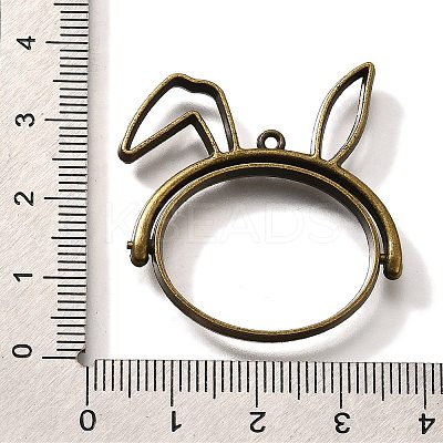 Rabbit Rotatable Alloy Swivel Open Back Bezel Pendants PALLOY-I223-19AB-1