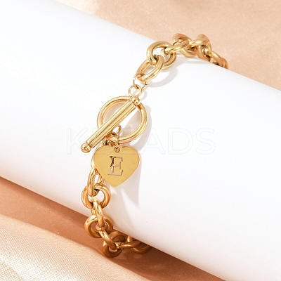 Golden 304 Stainless Steel Charm Bracelets NJEW-K284-01G-E-1