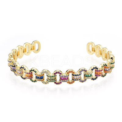 Cubic Zirconia Oval Open Cuff Bangle BJEW-N014-019-1