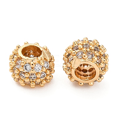 Brass Micro Pave Clear Cubic Zirconia Beads KK-H513-08G-1