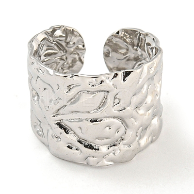 Non-Tarnish 304 Stainless Steel Textured Open Cuff Ring RJEW-A043-11P-1