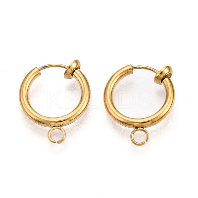 PVD Vacuum Plating 316 Surgical Stainless Steel Clip-on Hoop Earrings X-STAS-S101-13mm-01G-1