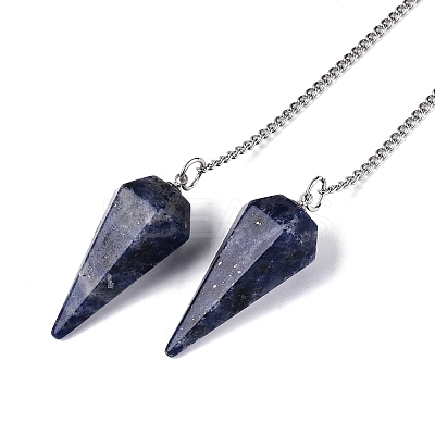 Natural Sodalite Dowsing Pendulum Pendants AJEW-N005-01F-1