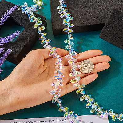 2 Strands Electroplate Transparent Glass Faceted Teardrop Beads Strand EGLA-TA0001-36A-1