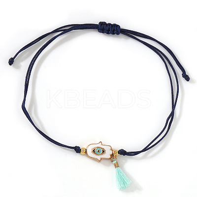Hamsa Hand with Evil Eye Alloy Enamel Charm Bracelets GS7845-2-1