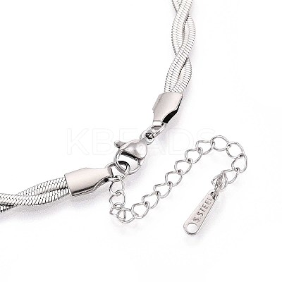 5MM 304 Stainless Steel Braided Herringbone Chain Necklaces NJEW-N058-16P-1
