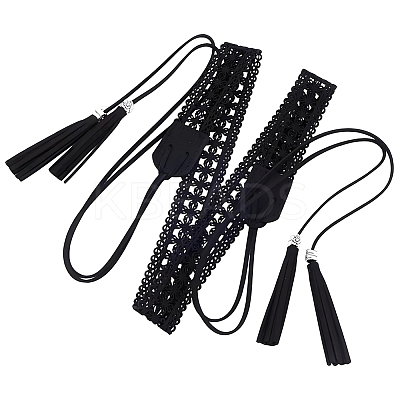 Bohemian Imitation Leather Tassel Wrap Chain Belts AJEW-WH20033-096AS-B-1