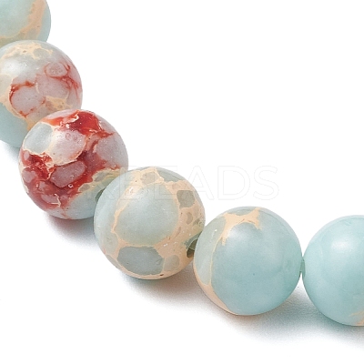 Synthetic Imperial Jasper & Turquoise & Painted Glass Beaded Stretch Bracelet for Women Men BJEW-JB12500-03-1