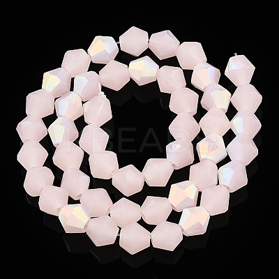 Imitation Jade Bicone Frosted Glass Bead Strands X-EGLA-A039-J6mm-MB07-1