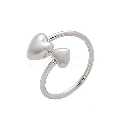 304 Stainless Steel Heart Cuff Rings for Women RJEW-A063-01D-P-1