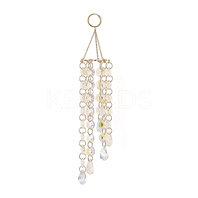 Electroplated Octagon Glass Beaded Pendant Decoration HJEW-JM00836-01-1