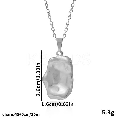 304 Stainless Steel Textured Rectangle Pendant Necklaces for Women LS-VF3320-1-1
