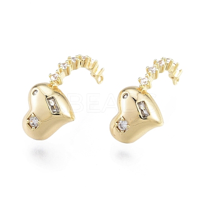 Brass Micro Pave Clear Cubic Zirconia Pendants KK-C006-17G-1