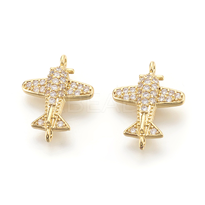 Brass Micro Pave Cubic Zirconia Links KK-F774-13G-NR-1